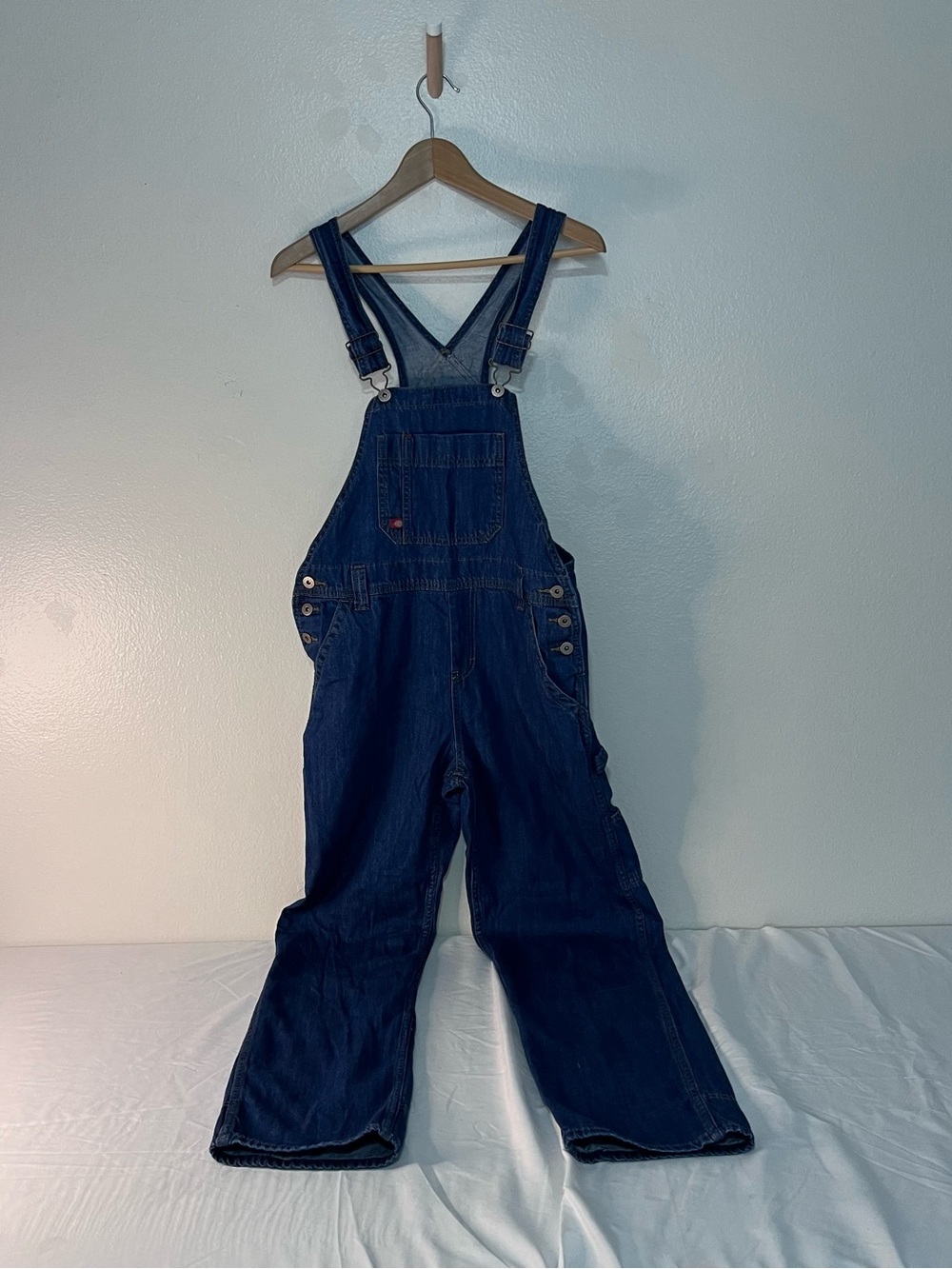 Dickies Womens Denim Overalls Size Small Blue Workwear Bib Cotton Casual Utility
